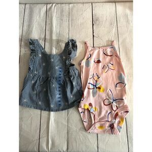 Carters 2 piece butterfly bodysuit one-piece and sun dress 9months